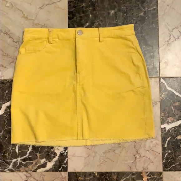 yellow jean skirts